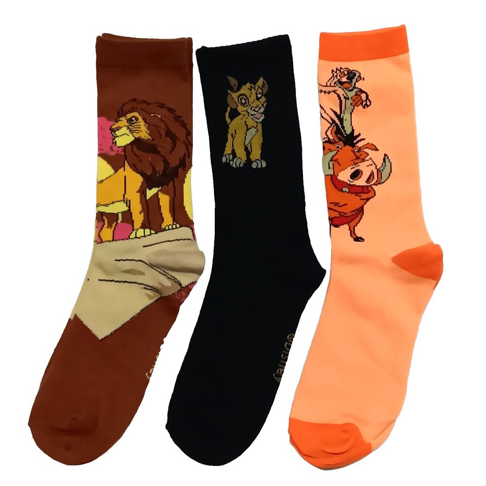 Lion King Simba Hakuna Matata Mens 3 Pair Size 6-12 Multicolor Crew Socks NWOT